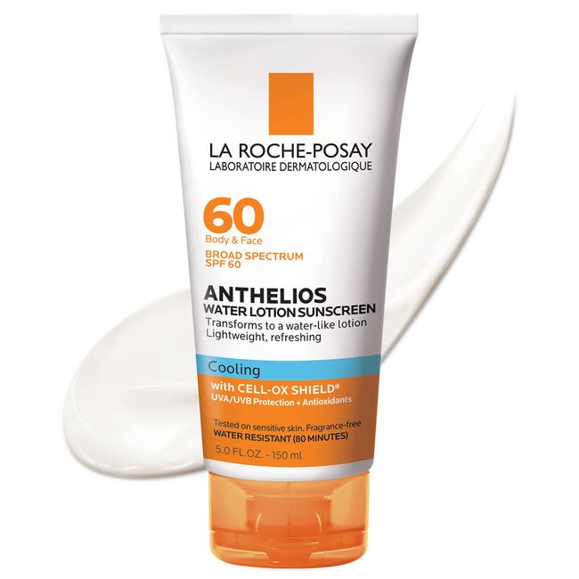 La Roche-Posay Anthelios Cooling Water Lotion Sunscreen for Body and Face, Broad Spectrum Sunscreen SPF, Absorbs Quickly, Water Resistant Every Day Sun Protection for Sensitive Skin