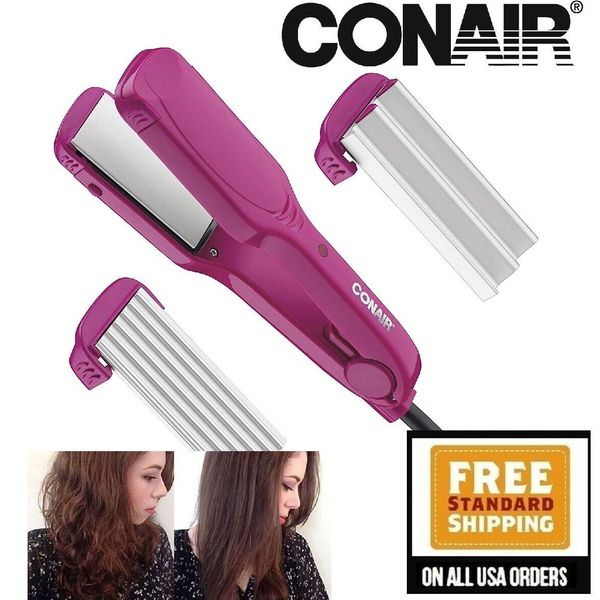 Conair 3 In1 Ceramic Styler professional Flat Iron Micro Crimp&Deep Wave Plates