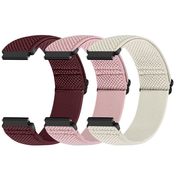 18mm Elastic Nylon Sport Watch Band Compatible with Garmin Venu 3S/Venu 2S/Vivoactive 4S/Vicomove 3S/Fossil Women's Gen 6 42mm/5E 42mm/Gen 4 Venture HR/Charter HR/LG Watch Style Women Men