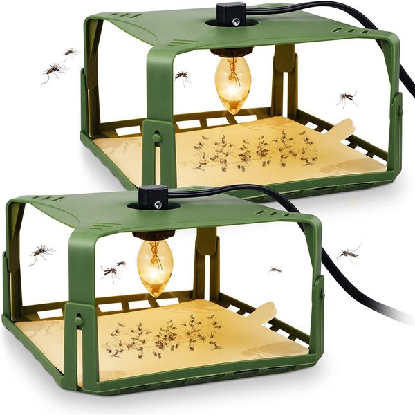 2pcs Sticky Flea Trap Square Flea Bed Bug Trap With 4 Glue Discs Flea Pad Light