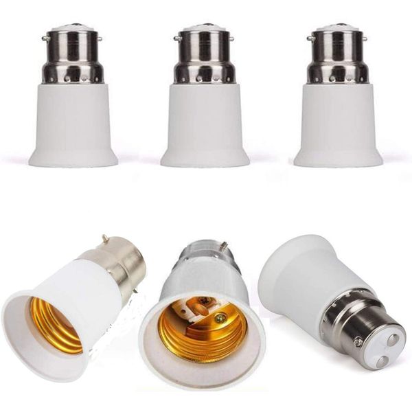 B22 to E27 Lamp Holder Light Socket LED Light holders Resistant No Fire Hazard, Fixture Replacement LED Lamp Screw Base Halogen Bulb Holder Converter Light Bulb Base Lamp Socket Adapter (6 Pack)