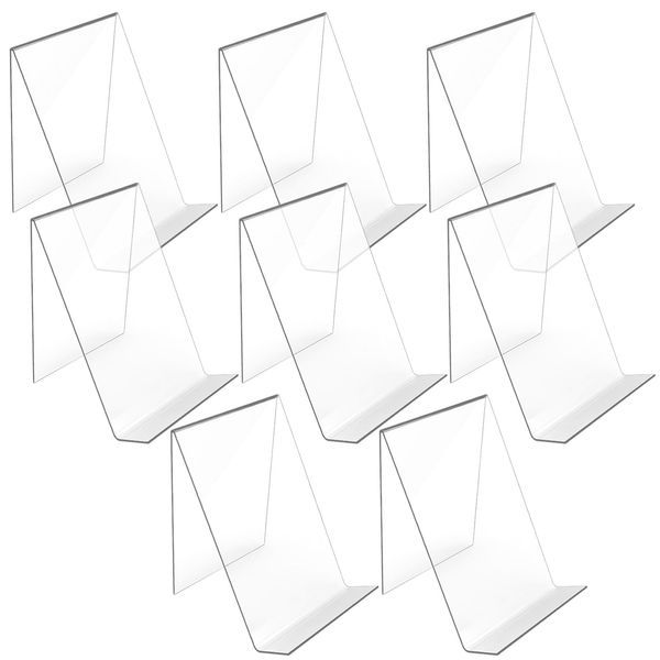 NUOLUX Acrylic Stand, Exhibition Stand, Card Stand, Display Stand, 5.9 x 3.1 x 3.1 inches (15 x 10 x 8 cm), Set of 8, Bookshelf, Transparent, Bookend, Record Rack, Acrylic Base, Display Shelf, Magazine Rack, Card Stand, CD Stand