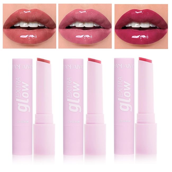 3 Packs Jelly Lipstick Set, Hydrating Color Lip Balm, Long Lasting Glossy Lip Gloss Set, Mirror Effect Lipstick Makeup Gift Set for Women (Color B)