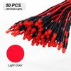 sourcing map 50pcs 3mm LED Diode Lights, Single Flash Red Light DC 12V Pre-Wired Small Emitting LED Light High Brightness