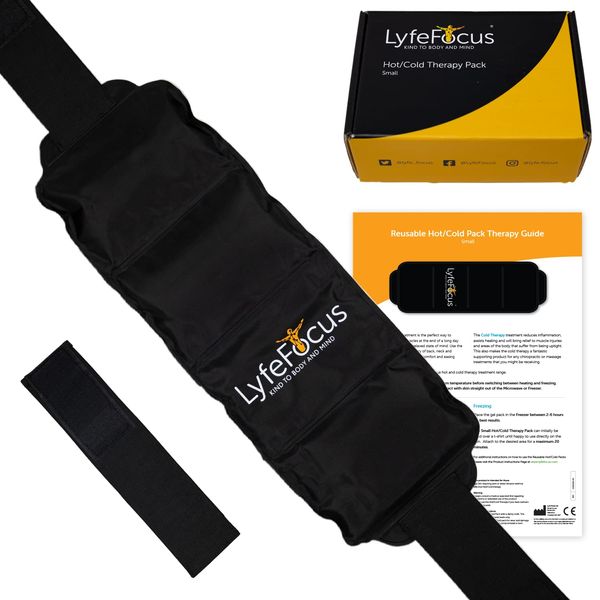 LyfeFocus Premium Multi-Use Reusable Hot & Cold Ice Compression Gel Pack – Adjustable Extension Strap for Shoulder, Leg & Back Pain Relief: Microwaveable & Freezable Wrap for Heat/Ice Injury Therapy