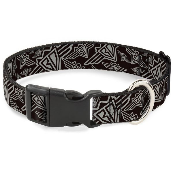 Buckle-Down 13-18" Bd Logo Scattered Black/Gray Plastic Clip Collar, Wide Small