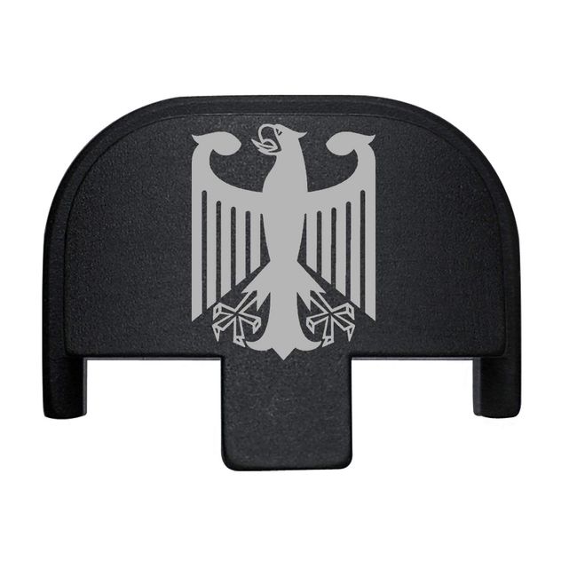 NDZ Performance Rear Slide Cover Back Plate for Smith & Wesson Self Defense S&W SD9 SD40 VE 9mm .40 Black Custom Laser Engraved Image: German Coat of Arms Federal Eagle