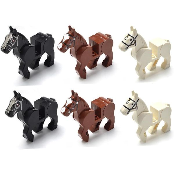 FULHOLPE Military Steed Model Building Block Set Compatible with Minifigure, Accessories Set with Horse Whip and Saddle