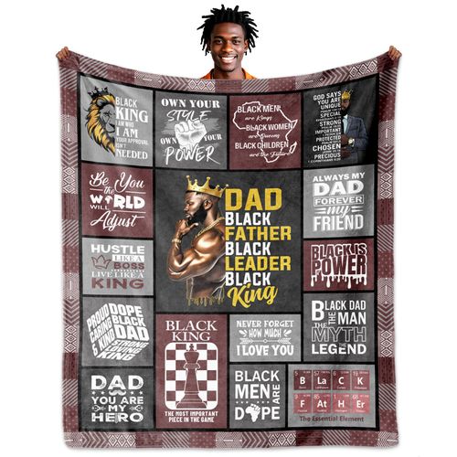Afro-American Dad Gifts Blanket 60"x50", Gifts for Dad from Daughter Son, Dads Birthday Gift, Happy Father's Day Christmas Birthday Gifts for Dads Who Wants Nothing, Best Daddy Dad’s Father Ever Gifts