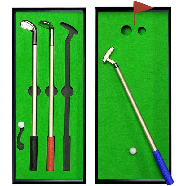 JRLAJRL Golf Pen Set & Mini Desktop Golf Putting Green Game, Office Desk Toy (Classic Edition)