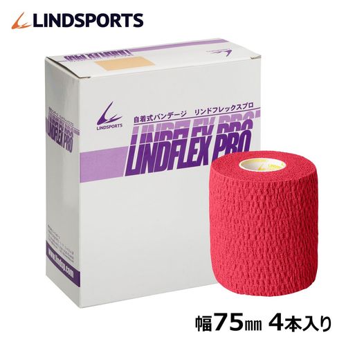 LINDSPORTS LINDFLEX PRO Self-Adhesive Tape (2.9 inches x 1.8 ft (75 mm x 4.6 m) (Pack of 4), Red)