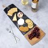 Black Marble & Acacia Serving Board 60 x 20cm - Single - Marble Cheese Board, Serving Platter