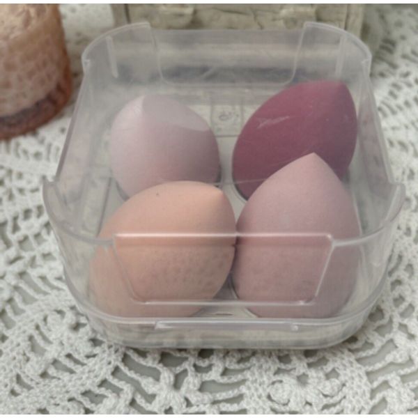 4 pc set foundation sponge set with storage box