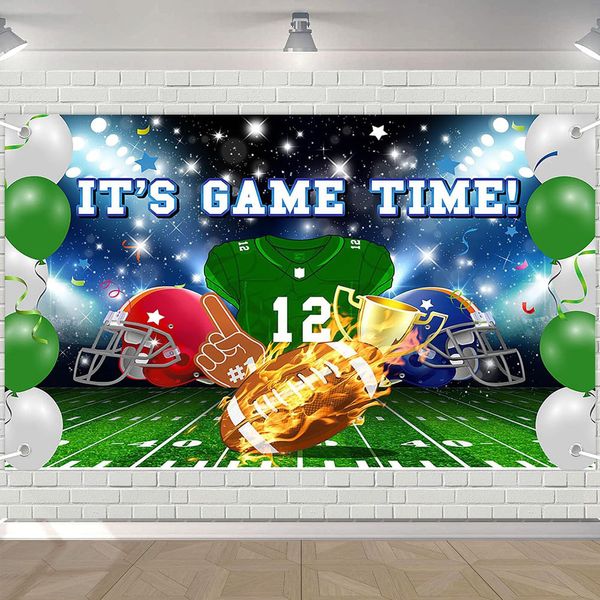 Avezano Football Party Decorations It's Game Time Banner for American Football Decorations for Birthday Party Photoshoot Football Theme Sport Backdrop Decor Supplies 70.8 x 43.3 Inch