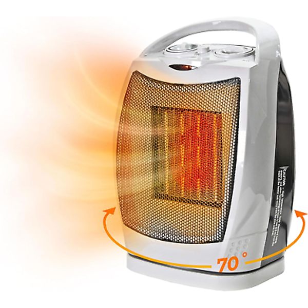 Oscillating Indoor Space Heater, Portable, Ceramic, Electric, Energy-Efficient,