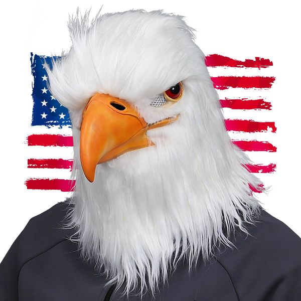 MOKRY PARTY White Eagle Head Mask Animal Bird Mask Eagle Claw Hairy Latex Mask Halloween Carnival Costume Mask