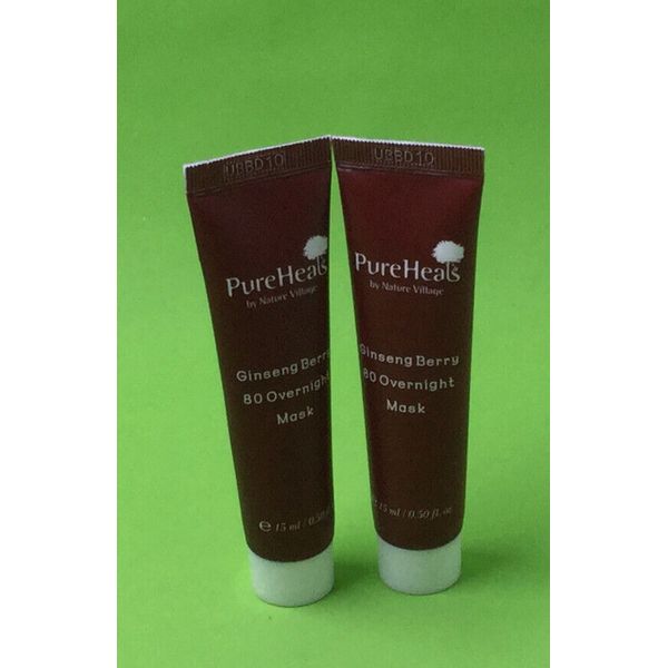 PUREHEALS by Nature Village Ginseng Berry 80 Overnight Mask .5oz. Set 2 New IP92