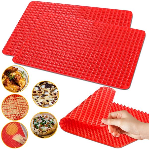 Silicone Baking Mat Pyramid Sheets Cooking Pan 16"x11" 2 Pack-Red，Best Health...