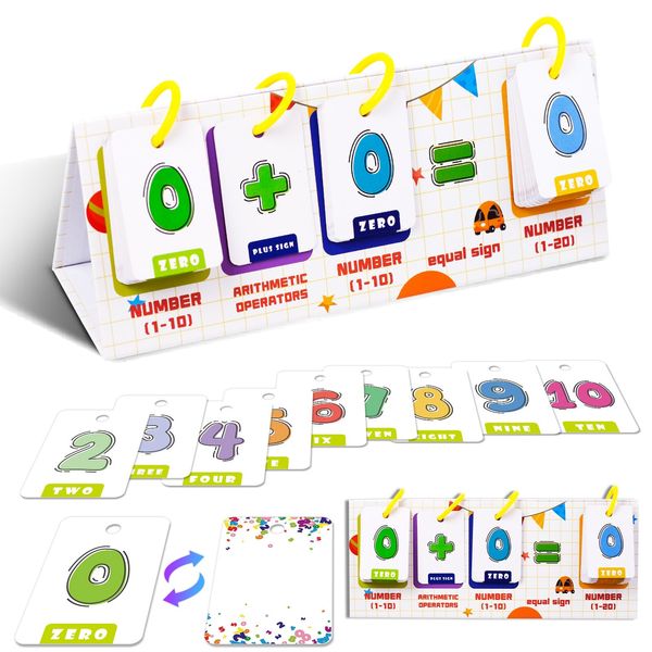 45Pcs Basic Math Flashcards for Kids Number Counting Education Card for Toddler Add and Subtract Numbers Mental Arithmetic Learning Training Flash Card Table Toy Teaching Flashcards for 3 4 5 6