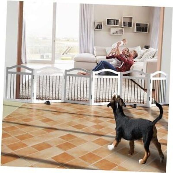 Freestanding Foldable Dog Gate Indoor, Pet Gate for 【6 Panels】120‘’W x 24''H