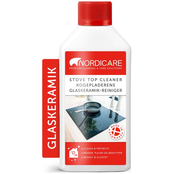 Nordicare Ceranfeldreiniger [500ml] für Cerankochfeld oder Induktionsfeld I Ceranfeld Reiniger für Eingebranntes I Glaskeramik Reiniger, Kochfeldreiniger, Herdreiniger