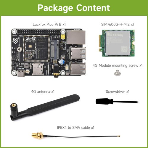 Waveshare Luckfox Pico Pi Linux Micro Dev Board,Core1106, 8GB eMMC, Intelligent Encoding Support, Built-in ISP3.2, Up to 5MP Image Processing, with 4G Module, RV1106G2