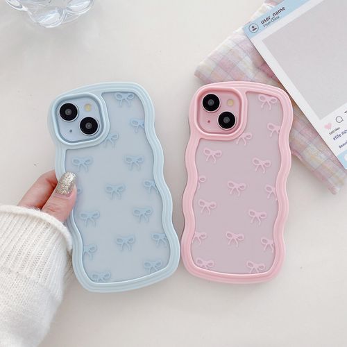 QLTYPRI Bow Case for iPhone 16e, Clear Cute Ribbon Bow Phone Case Curly Wavy Aesthetic Phone Case, Slim Soft Transparent Shockproof Protective Cover for Women Girls - White