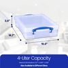 Really Useful Box 4C Plastic Stackable Storage Container with Snap Lid and Built In Clip Lock Handles for Home and Office Organization, Clear