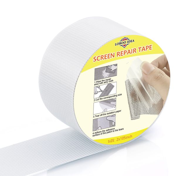 Loboo Idea Window Screen Door Tape Mesh Repair (5x200cm, White)