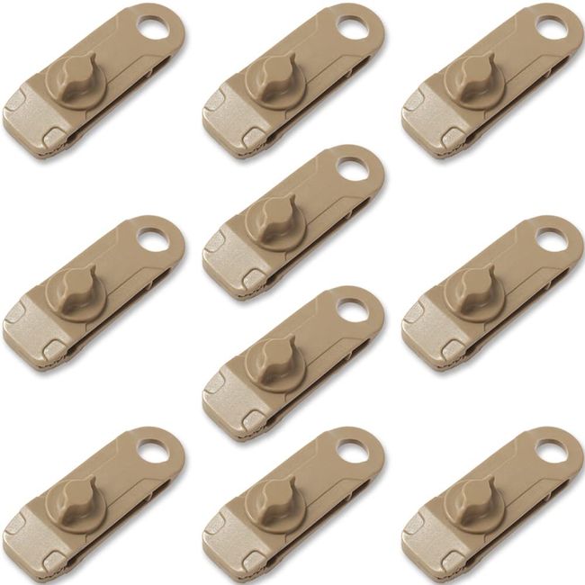 Tent Clips (10 Pieces/Khaki) Nylon Tent Clips, Alligator Clips, Tent Tarp Windproof Clips, Tent Fixing Clips, Tightening Tool, Tent Accessories, For Outdoor Camping, Adjustable, Easy To Carry, Easy To Operate