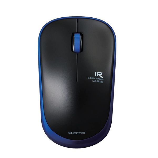 Elecom M-IR07DRBU Wireless Mouse, Includes Receiver, Size M, 3 Buttons, Infrared Sensor, Power Saving, Blue