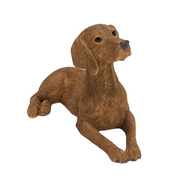 Sandicast Small Size Vizsla Sculpture, Lying, Brown