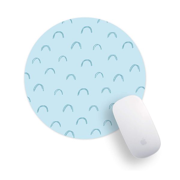 Sky Blue & Dark Blue Arches Rainbows Pattern PC Office Computer Round Mouse Mat Pad Desk Mousemat Mousepad