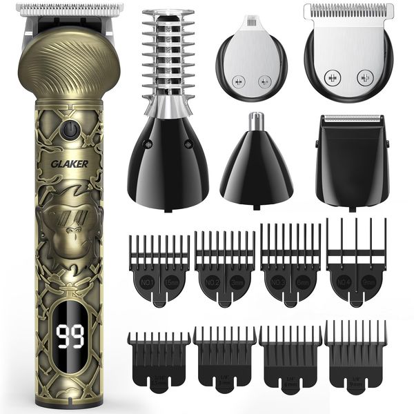GLAKER 6-IN-1 Bartschneider Haarschneidemaschine Herren Profi Haarschneider Barttrimmer Nasenhaartrimmer Körperrasierer Präzisionstrimmer USB-C wiederaufladbar mit 150 Min. Laufzeit