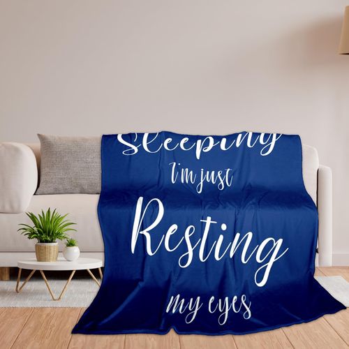 JEWGLO I'm Not Sleeping Throw Blanket for Dad, Funny Blanket Gifts for Dad from Son, Throw Blanket for Boyfriend Husband, Light Weight Blankets for Summer Throw Blankets for Bed 50x60''