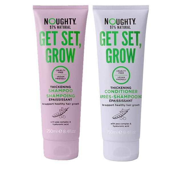 Noughty 97% Natural Get Set Grow Shampoo and Conditioner, Optimise Scalp Health, Stimulate Roots and Promote Hair Growth, with Organic Garden Pea Sprouts, Sulphate Free Vegan Haircare 2 x 250ml