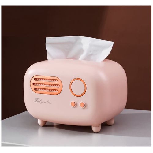 Retro Radio Shape Tissue Cover Box, Practical and Cute for Kitchen,Bathroom Vanity Countertops, Bedroom Dressers,Night Stands, Desks and Tables, Creative Gift (Retro Radio Pink)