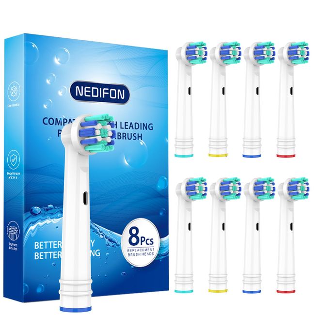 NEDIFON Electric Toothbrush Oral B Replacement Brush, Basic Brush, Set of 8 for Home Use