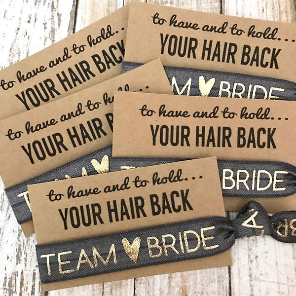 To Have & To Hold Your Hair Back Favors | Team Bride | Bachelorette Hair Tie Favors (Charcoal)