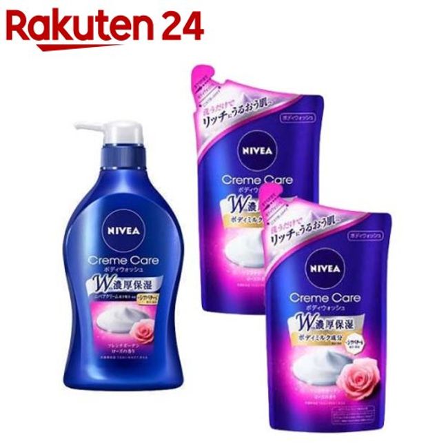 Nivea Cream Care Body Wash French Garden Rose Main Body + 2 Refill Bags (1 Set) [Nivea] [Body Soap Recommended Foam Moisturizing Moist Dry Skin]