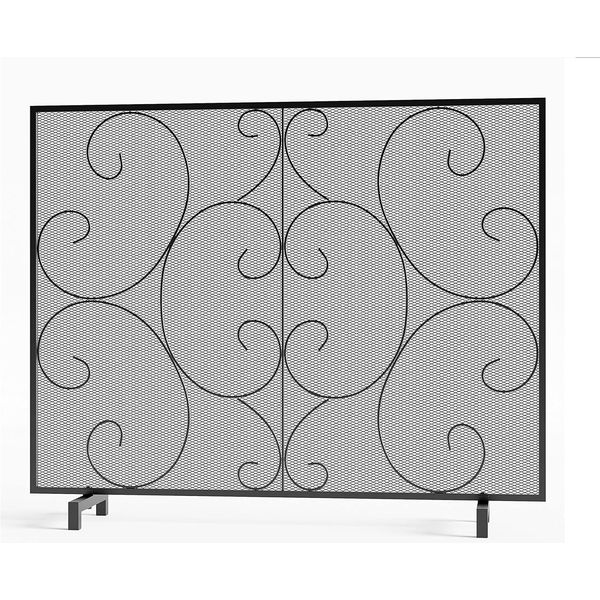 Metal Mesh Fireplace Screen 37.8"x8.8"x30.7" Heat-Resistant Spark Guard