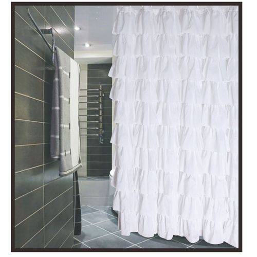 Flamenco Ruffle Shower Curtain (White)