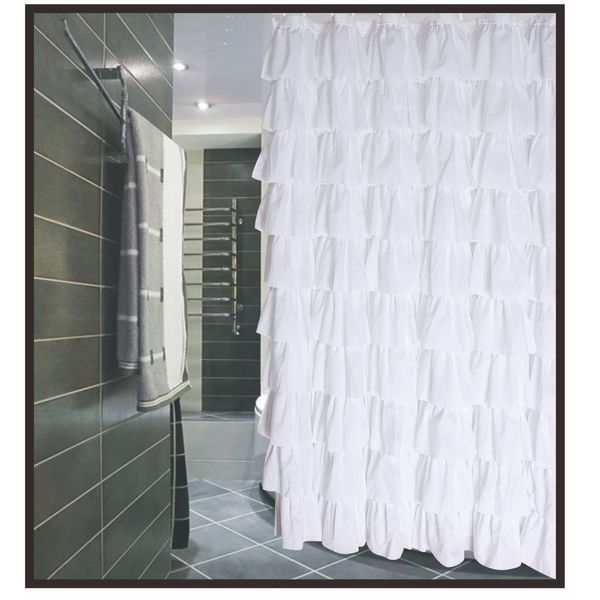 Flamenco Ruffle Shower Curtain (White)