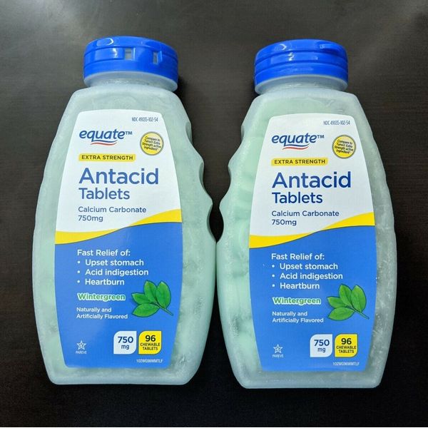 2-PK Equate Antacid Tablets Extra Strength Wintergreen 750mg 96-CT SAME-DAY SHIP