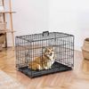 30" Metal Dog Crate Double Door Little Pet Cage Foldable Dog Cage Black