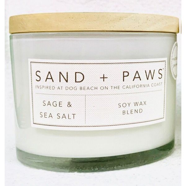 1 Sand Fog + Paws SAGE SEA SALT Neutralize Pet Odors 2-Wick Medium Candle 12 oz