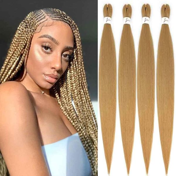 26 Inch Pre Stretched Braiding Hair 4 Packs Blue Braiding Hair for Goddess Box Braids Hot Water Setting Easy Braid Yaki Texture EZ Braids Synthetic Hair Extensions Crochet Bradids