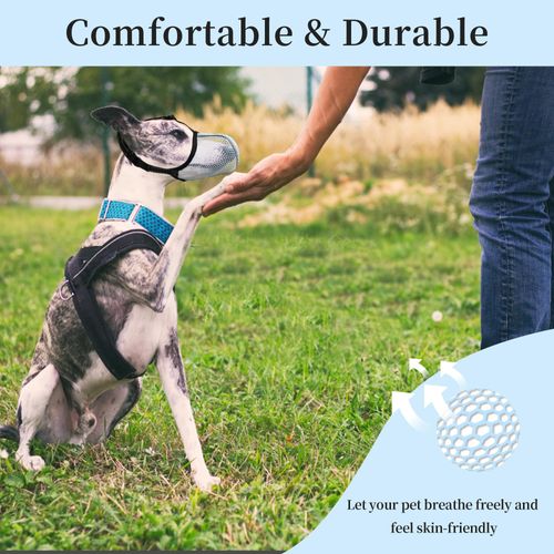 JOYPAWS Dog Muzzle, Breathable Soft Muzzle for Extra Small Dogs to Anti & Prevent Barking Biting Chewing, Reflective & Adjustable Basket Muzzle with Air Mesh for Dachshund Blue XS