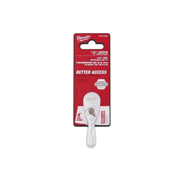 Milwaukee Electric Tool 1/4? Drive 3"" Ratchet 90-tooth