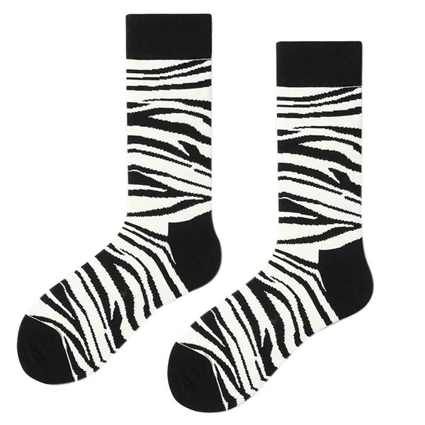 Kemelo Unisex Hip Hop Lustige Crew Socken Schwarz Weiß Zebra Streifen Skateboard Strumpfwaren,Liner Söckchen,Weiß+Schwarz